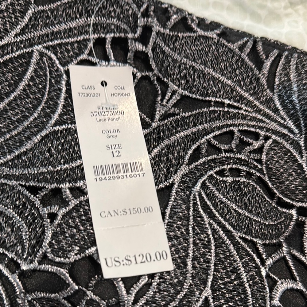 White House Black Market Black Silver Pencil Skirt - Picture 2 of 3